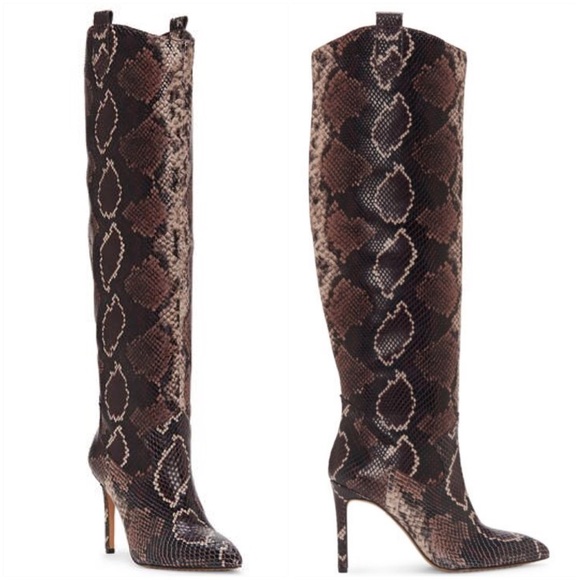 NEW Vince Camuto Western Snake Python Cowboy Heeled Kervana Knee High Boots - Picture 2 of 10